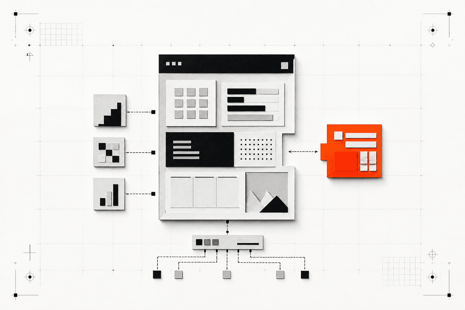 Modular paper interface assembled into a compact internal business application